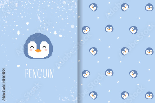 cute penguin pattern vector