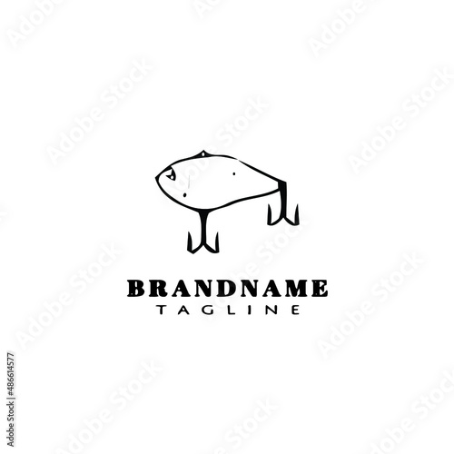 fishing lure logo cartoon design template icon black isolated vector