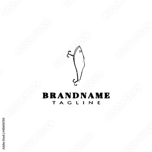 fishing lure logo cartoon design template icon black isolated vector