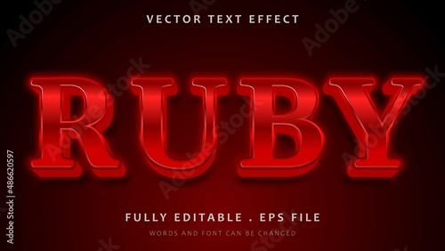 Modern Shine Gradient Red Word Ruby Editable Text Effect Design Template