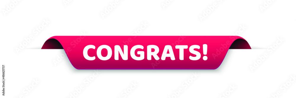 vector illustration red banner with congrats. vector illustration red banner with congrats.