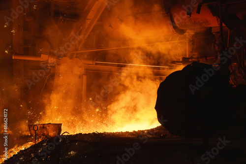 Blast furnace after cast iron tapping. Equipment and mechanisms