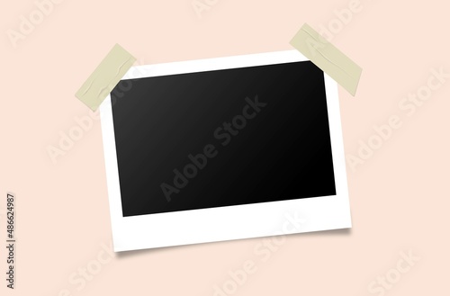 Empty vintage foto frame mock up with realistic drop shadow effect.