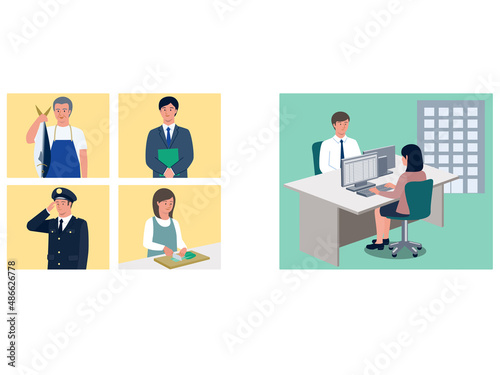 個人型と企業型の確定拠出年金のベクターイラスト