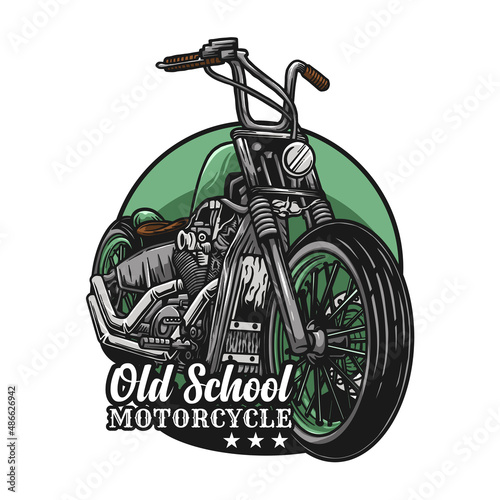 old school motorcycle design. cartoon badge illustration