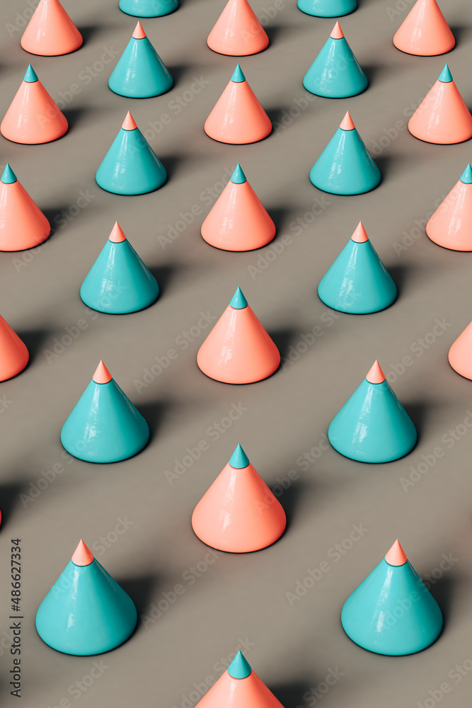 vertical pattern of cones on a grey background vertical pattern of cones on a grey background