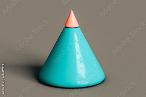 Pink and blue cone on a grey background