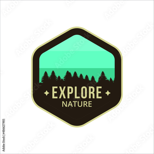 simple logo design about camping adventure in mountains and wilderness