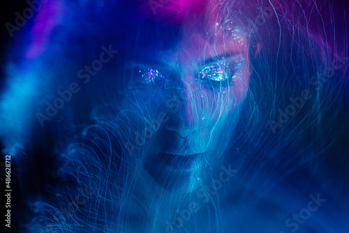 Colorful portrait in blue and purple tones