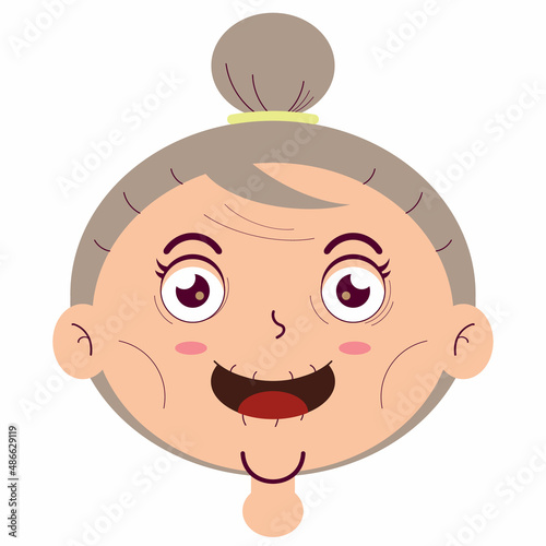 senior woman happiness face cartoon