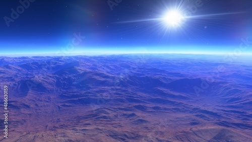 distant alien planet desert landscape environment 3d render