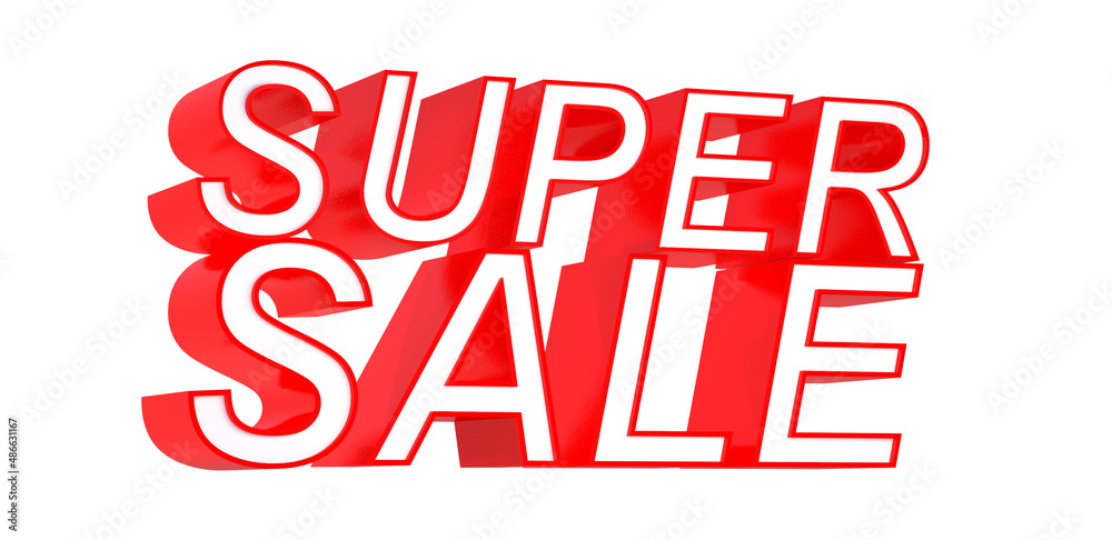 3D super sale word on white isolated background 3D super sale word on white isolated background