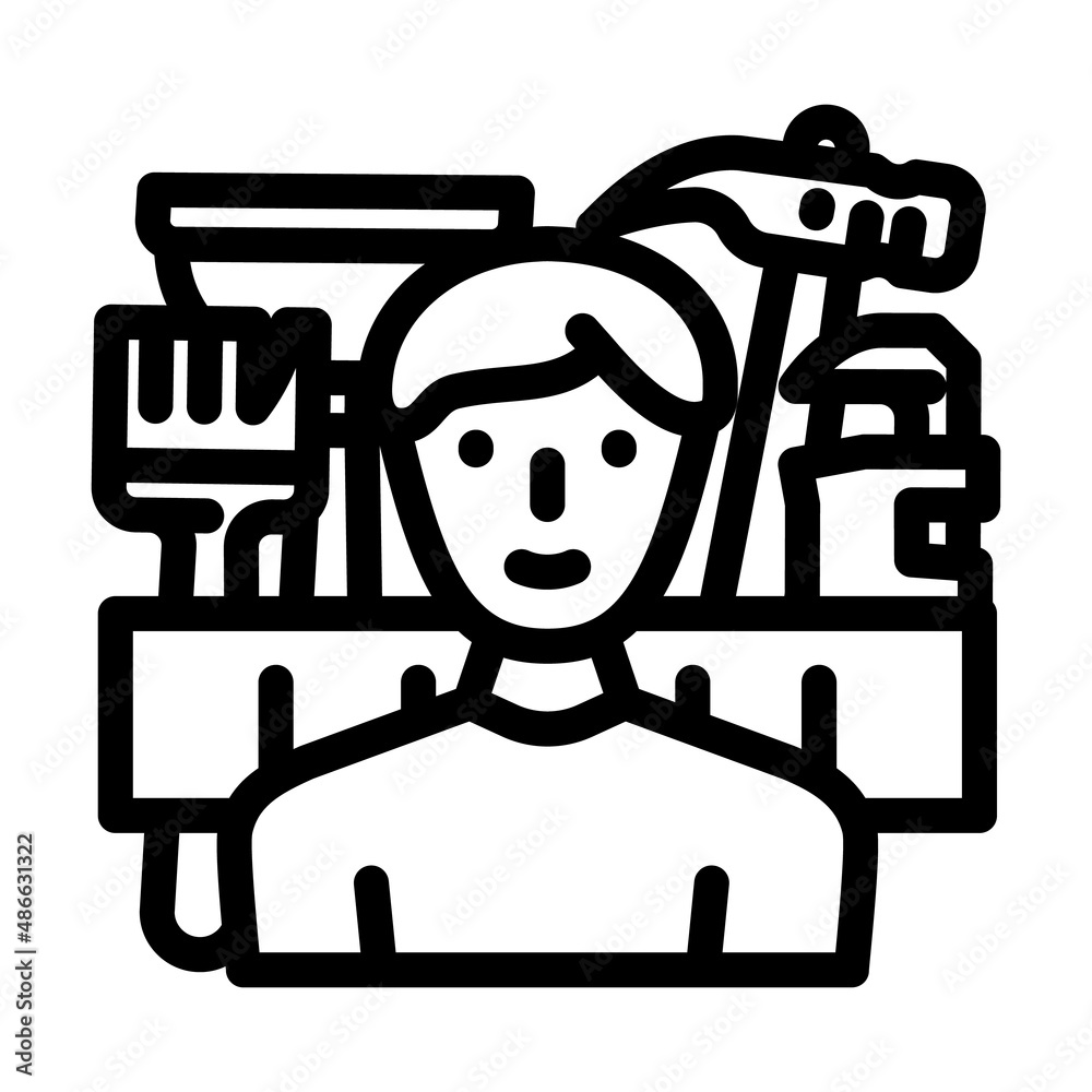 handymen repair service worker line icon vector. handymen repair service worker sign. isolated contour symbol black illustration