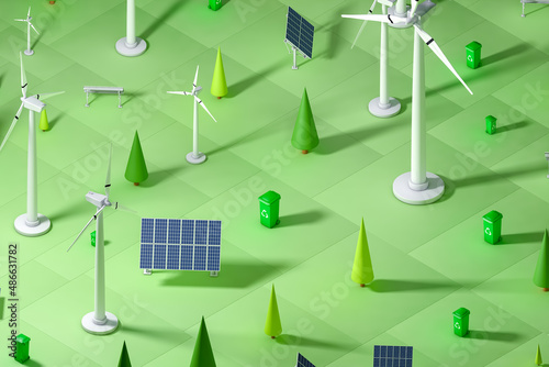 Renewable energies in a green environment photo