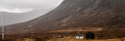 Glencoe mountians and white house scotland highlands photo