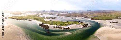 North uist beaches aerial Outer Hebrides Scotland