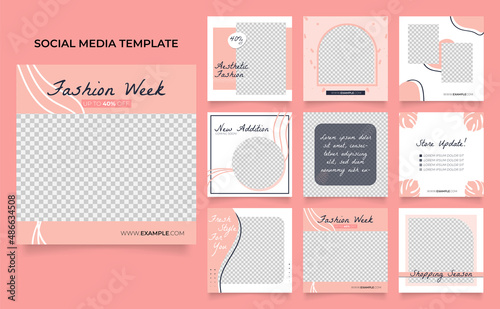 social media instagram and facebook feed post template in pink color