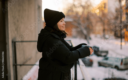 winter portrait of young woman photo