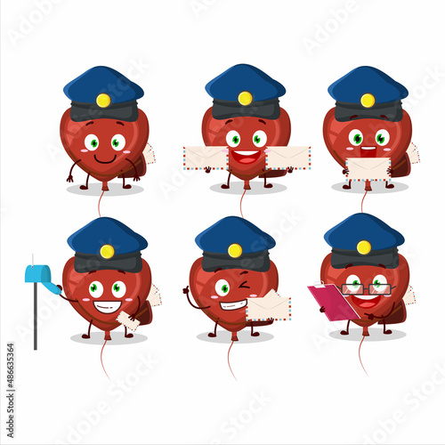 A picture of cheerful red love balloon postman cartoon design concept
