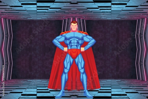 Obraz na plátně 3d render illustration, Cartoon character of avenger hero
