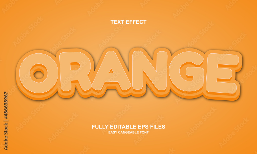 editable text effect orange