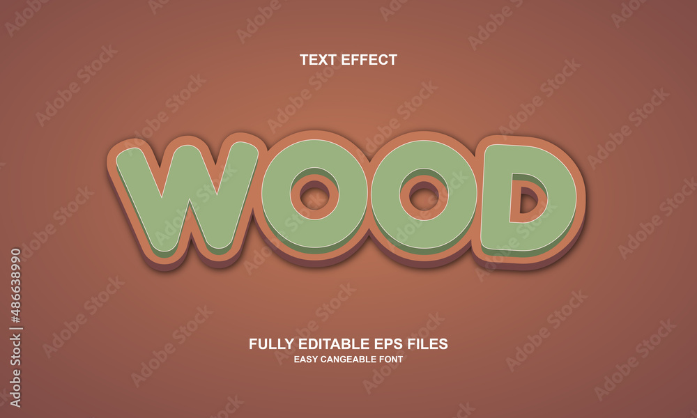 editable text effect wood