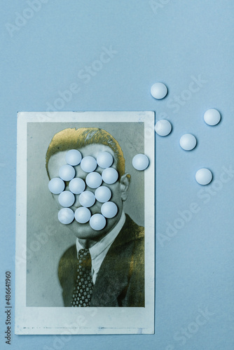 Old photo of man with pills photo