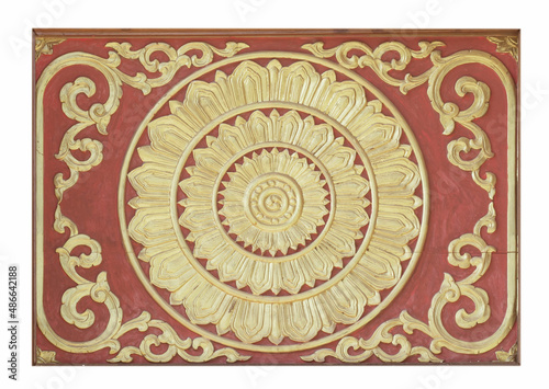 Pattern of flower carved on wood background