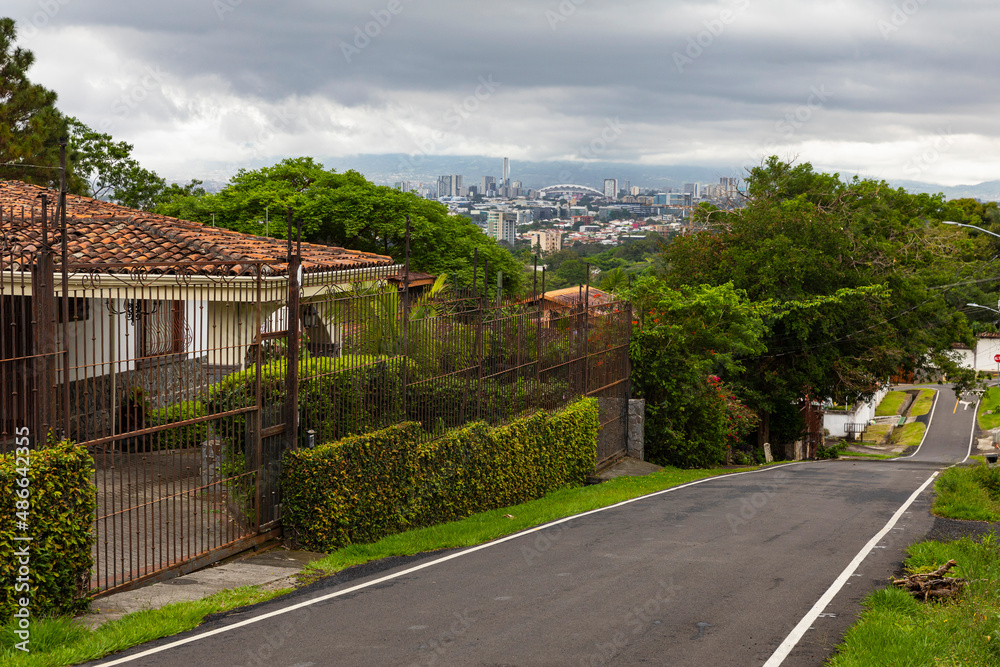 Neighborhood road Skyline view of San Jose Costa Rica Neighborhood road Skyline view of San Jose Costa Rica