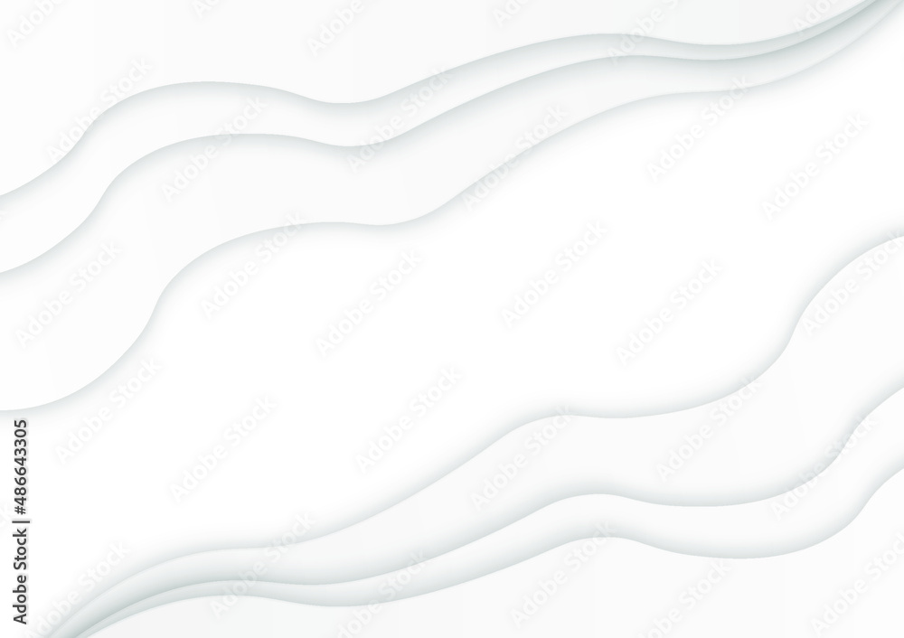 Minimal white background. Abstract paper cut style. Curve form art layer. Vector illustrator graphic.
