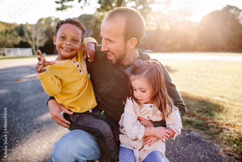 Dad and 2 children photo