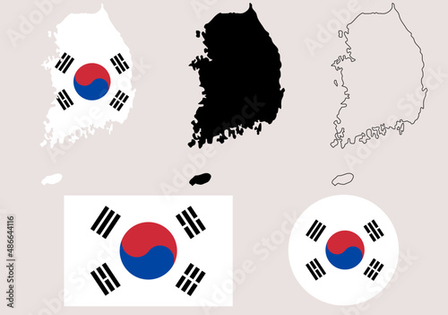 south korea map flag set photo