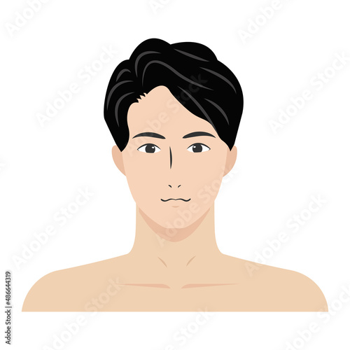 エステやマッサージなど美容向けのアジア人男性の顔の線なし白バックのベクターイラスト
