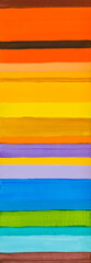 A brightly colored stripe painting.