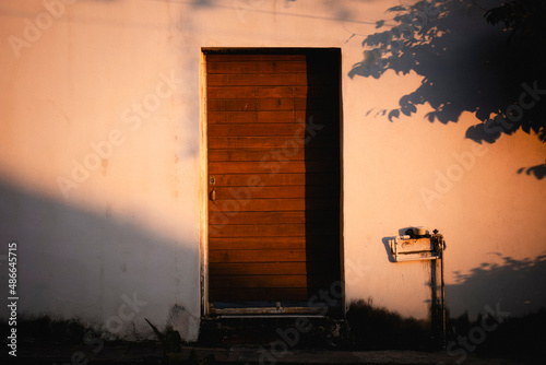 A door lit by the sun. photo