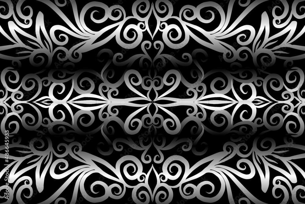 seamless Black and white caleidoscope gradient flower art pattern of indonesian traditional tenun batik ethnic dayak ornament for wallpaper ads background sticker or clothing seamless Black and white caleidoscope gradient flower art pattern of indonesian traditional tenun batik ethnic dayak ornament for wallpaper ads background sticker or clothing