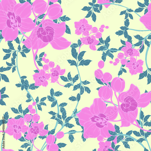 Beautiful seamless pattern with floral background, vector 