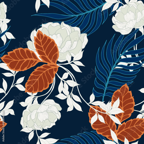 Beautiful seamless pattern with floral background, vector 