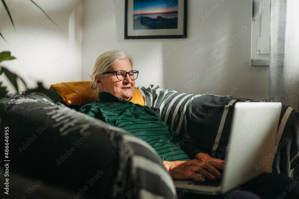 Smiling Senior Woman With Computer Smiling Senior Woman With Computer