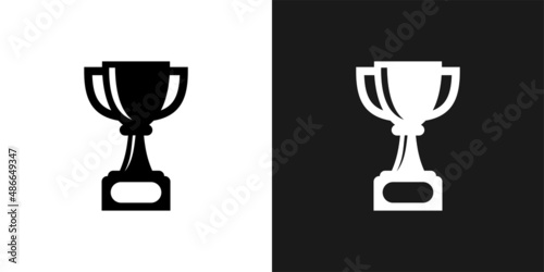 Vector champion cup icon. Two-tone version on black and white background. black and white vector champion trophy