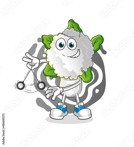 cauliflower head cartoon hypnotizing. cartoon mascot vector
