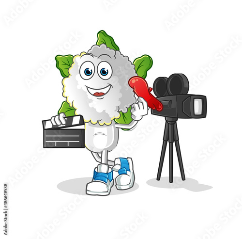 cauliflower head cartoon director mascot. cartoon vector