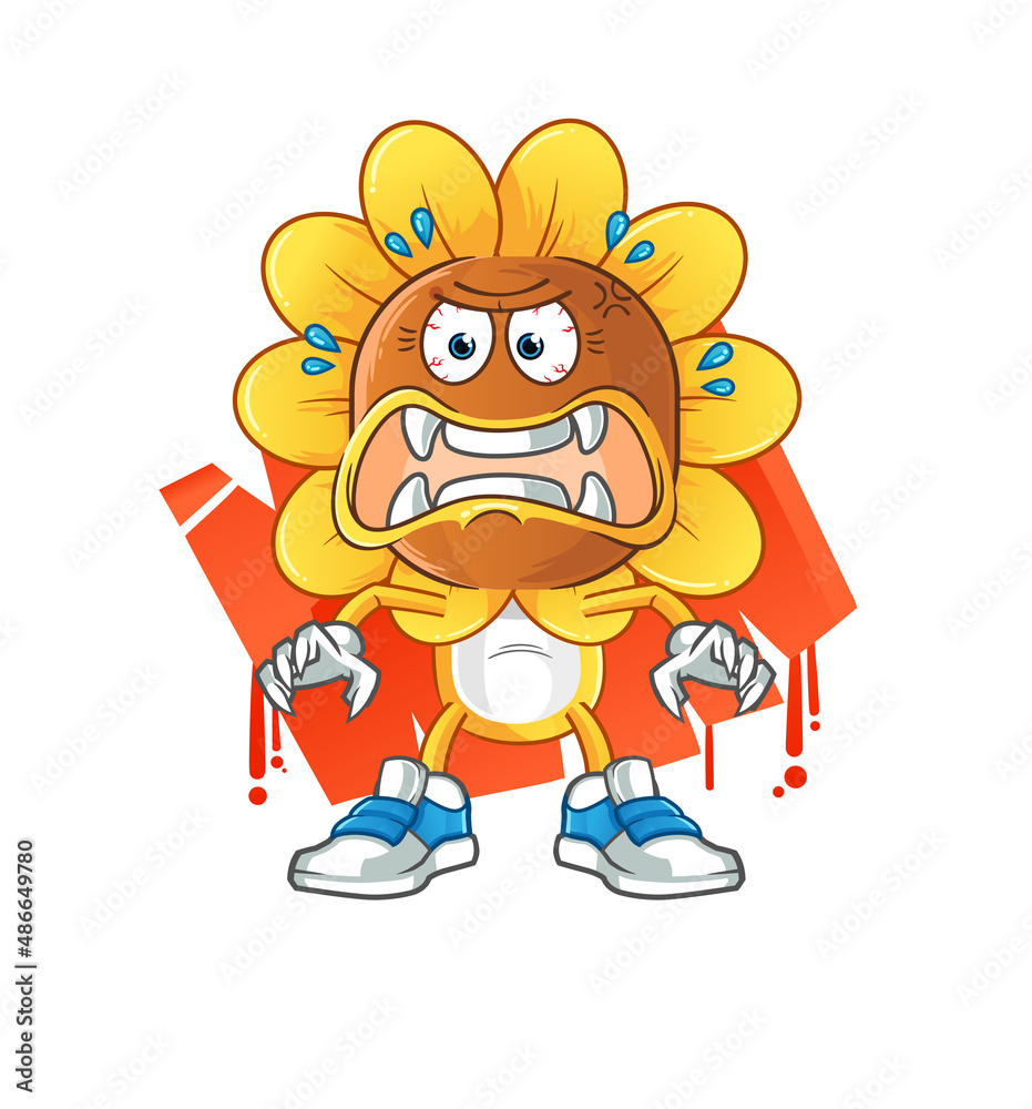 sunflower head cartoon monster vector. cartoon character