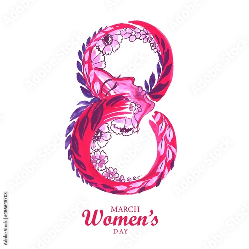 Hand draw creative 8march womens day celebration card design
