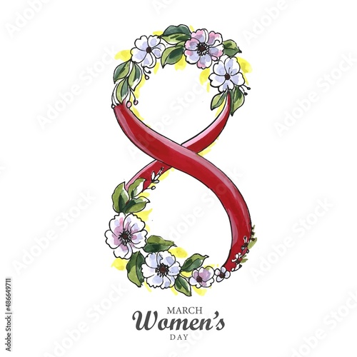Hand draw creative 8march womens day celebration card design