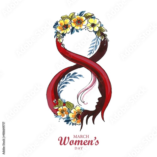 Hand draw creative 8march womens day celebration card design