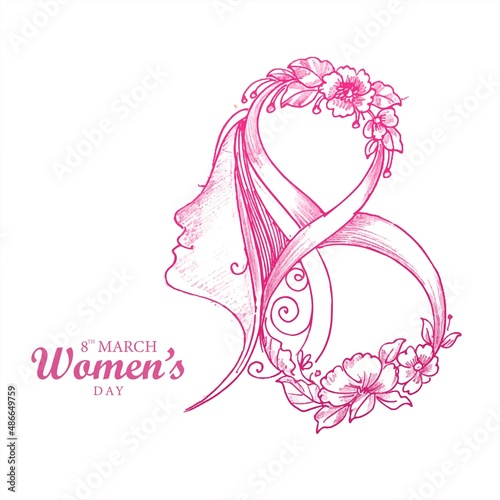 Hand draw sketch international womens day holiday card background