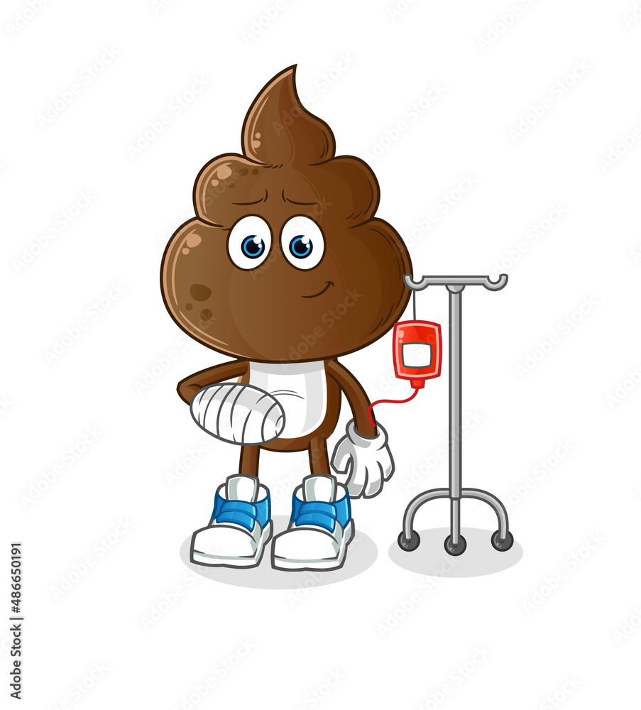 human shit head cartoon sick in IV illustration. character vector human shit head cartoon sick in IV illustration. character vector