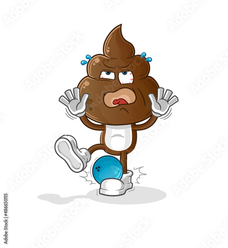 human shit head cartoon hiten by bowling. cartoon mascot vector