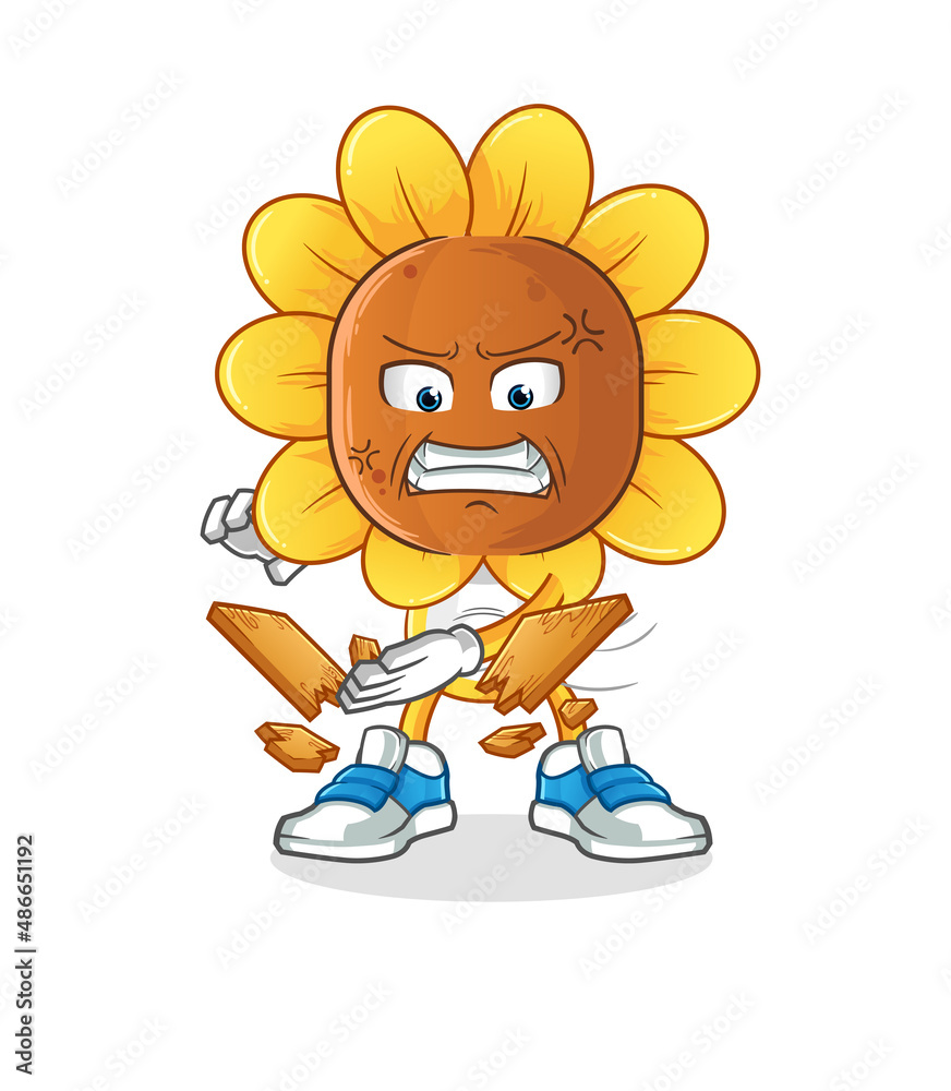 sunflower head cartoon karate mascot. cartoon vector sunflower head cartoon karate mascot. cartoon vector